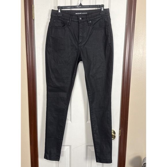 INC Denim Coated Mid Rise Skinny Jeans Black Sz‎ 8 - Picture 1 of 4